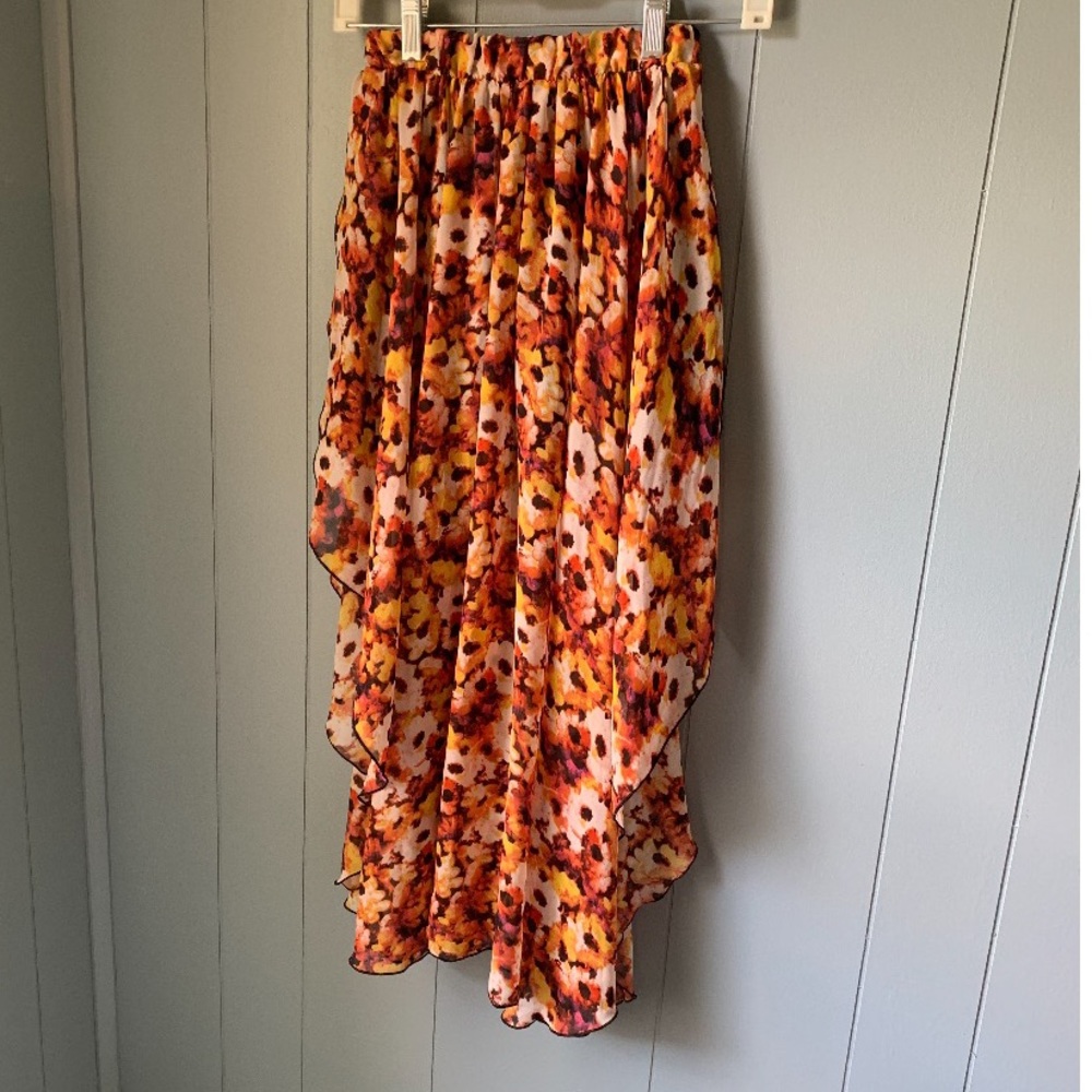 high waisted high-low maxi skirt